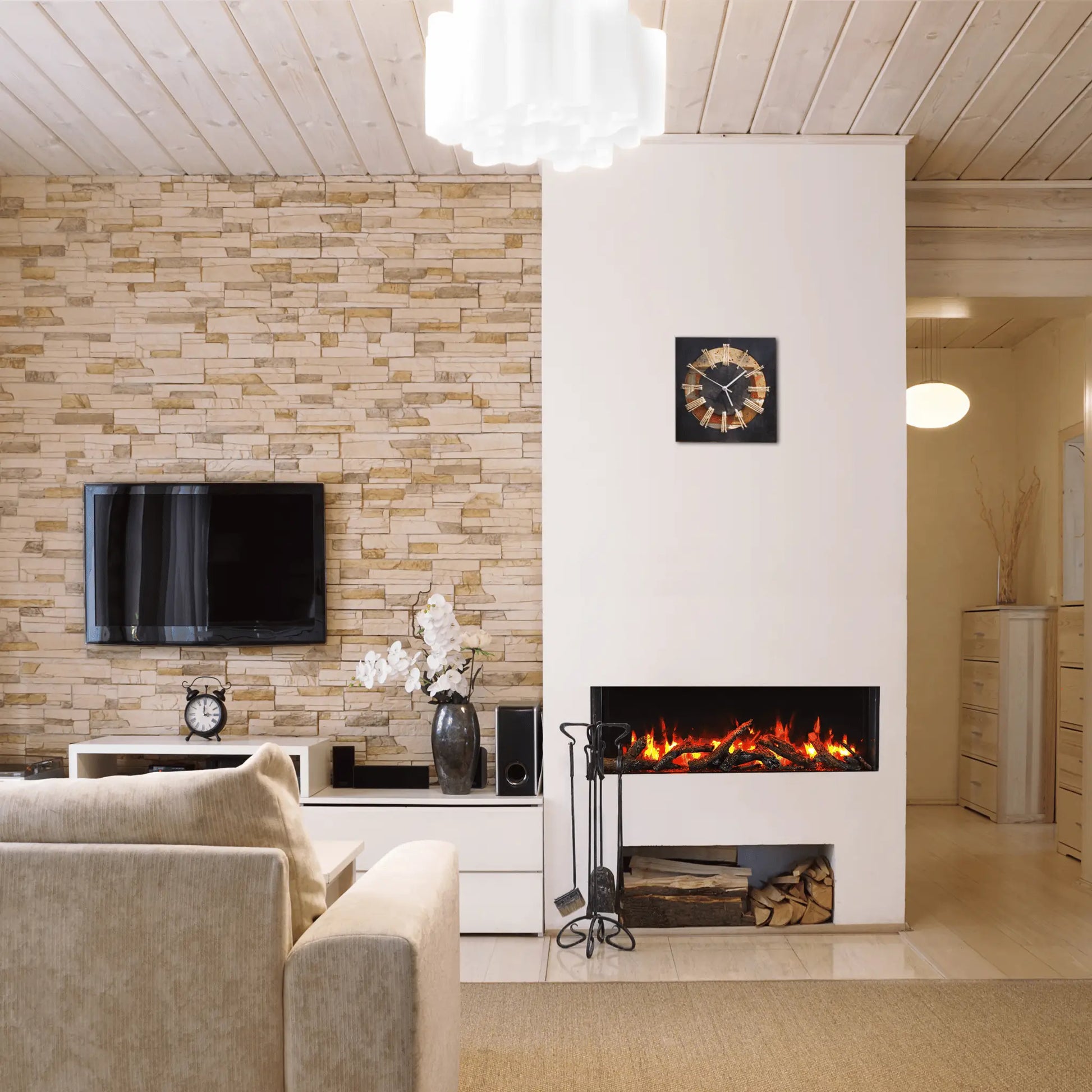 Amantii Tru View Slim Electric Fireplace - Angle View