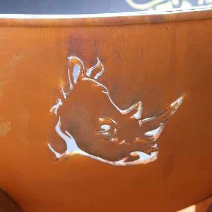 Fire Pit Art Africa's Big Five Steel Fire Pit – Wildlife Cut-Out Outdoor Fire Pit – Close-Up Detail