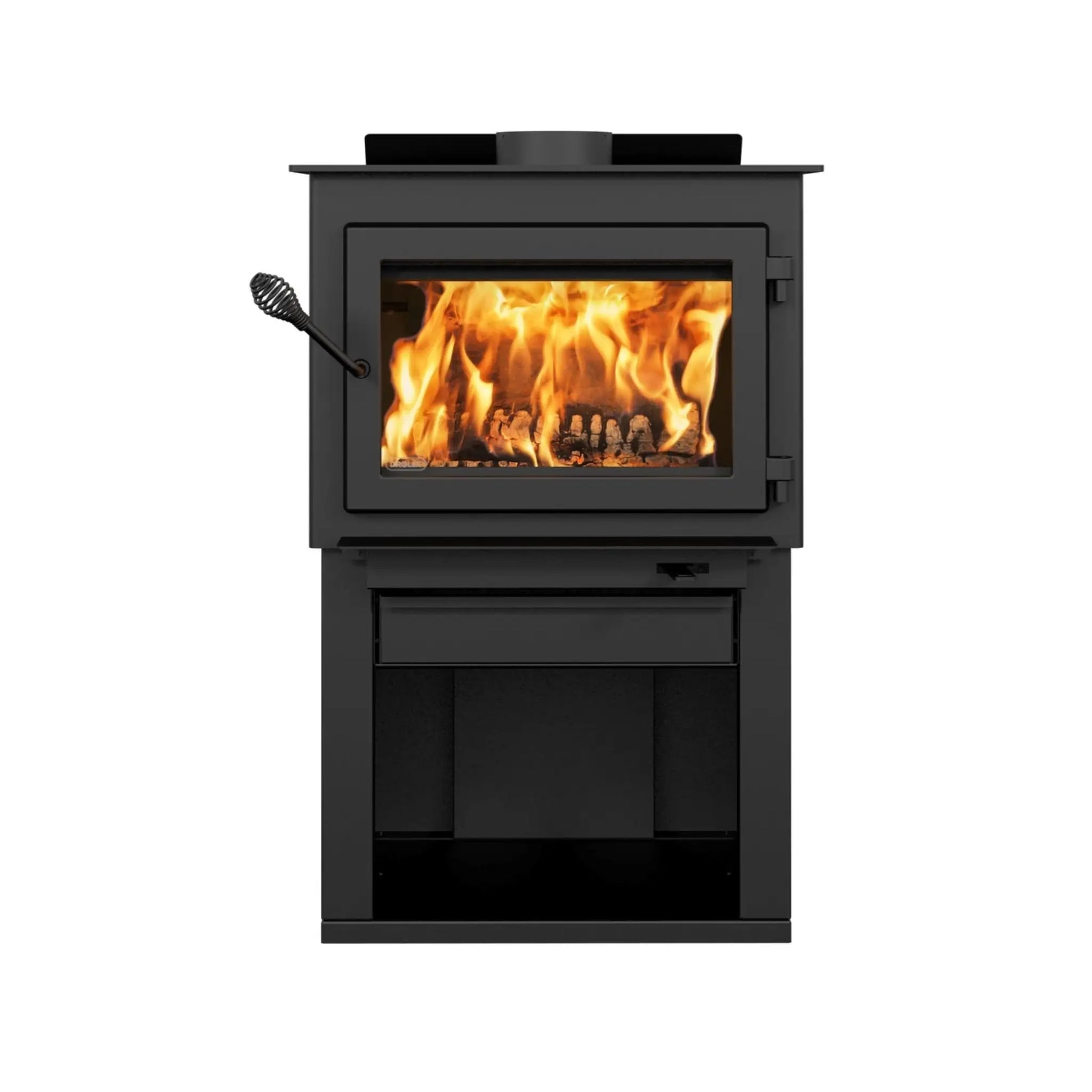 Drolet Deco Alto Wood Stove - Front View with Open Door