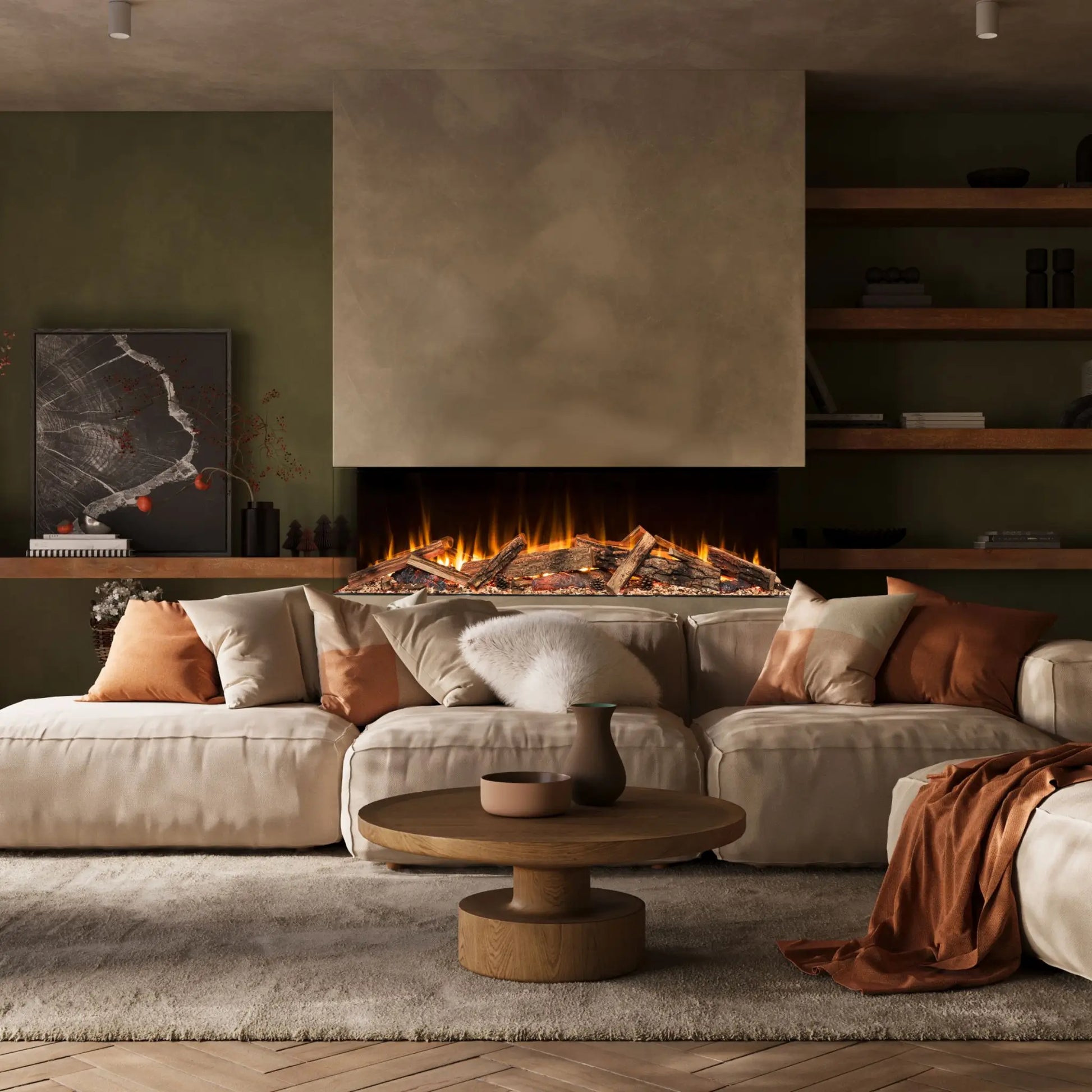 Amantii Fire & Ice LumaForest 3-Sided Electric Fireplace - Outdoor Patio Installation View