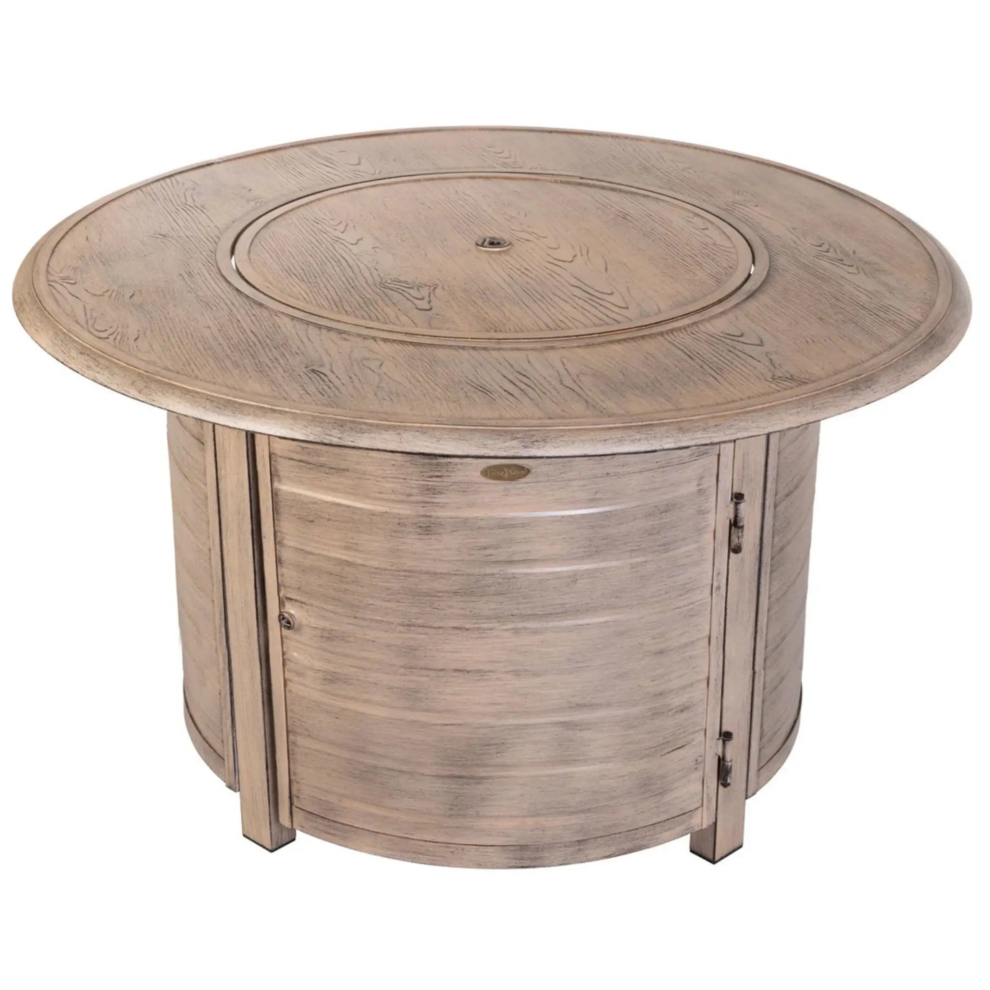 Fire Sense Thatcher Driftwood Round Aluminum Propane Fire Pit - Side View