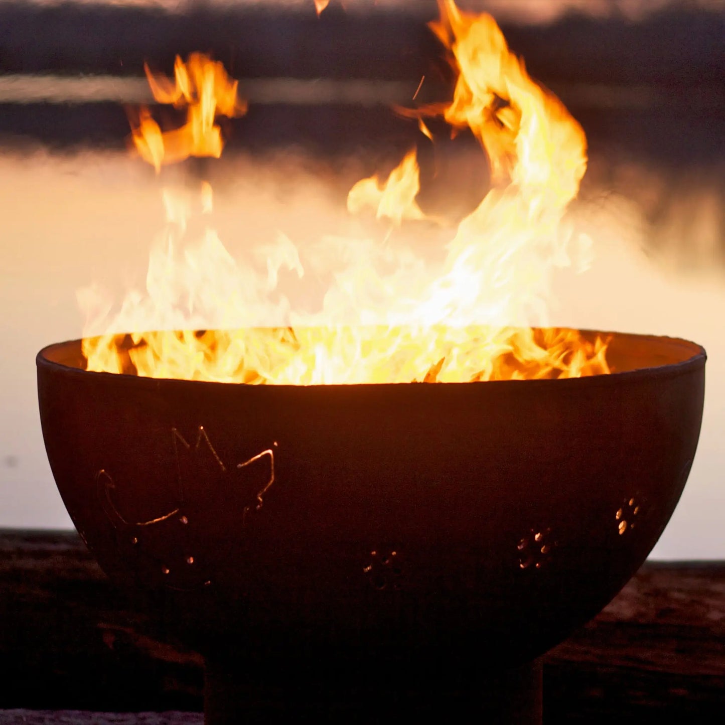 Fire Pit Art Funky Dog Steel Fire Pit – Whimsical Dog Design Outdoor Wood Burning Fire Pit – Lifestyle View