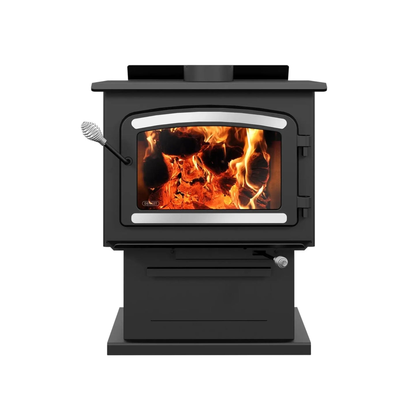 Drolet Heritage Wood Stove with Blower - Front View with Open Door
