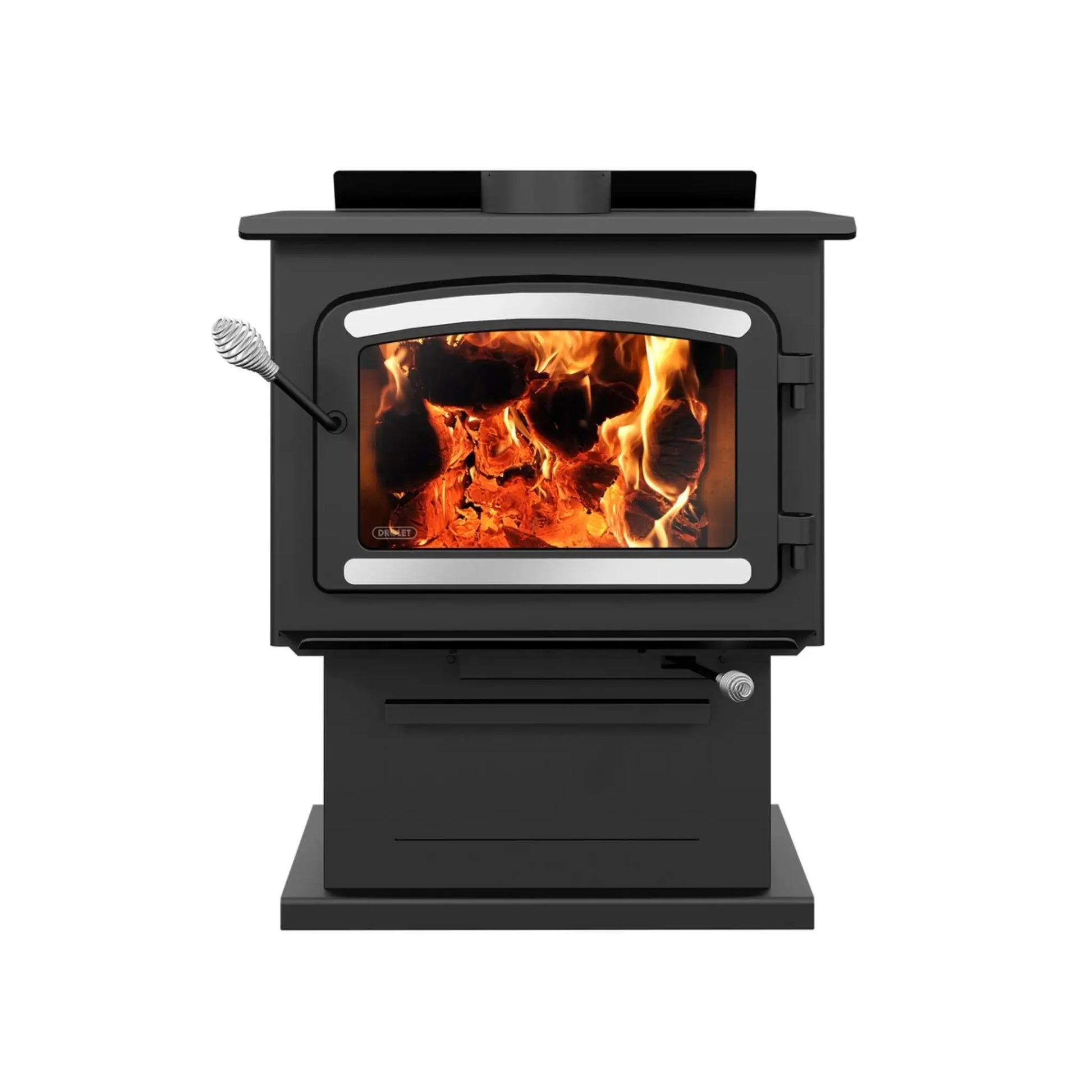 Drolet Heritage Wood Stove with Blower - Front View with Open Door