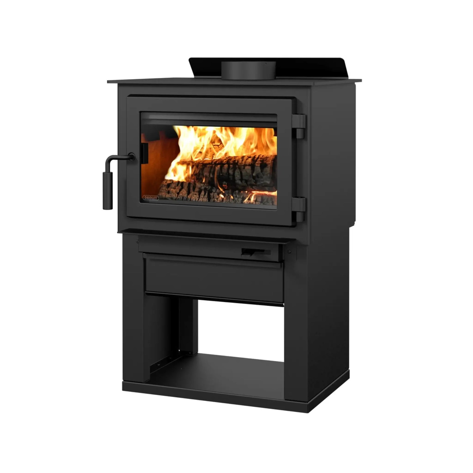 Drolet Deco II Wood Stove - Front View with Open Door