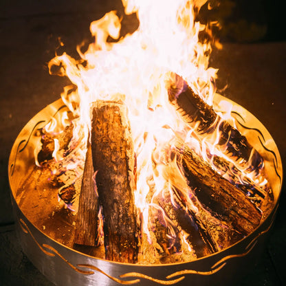 Fire Pit Art Fire Surfer Stainless Steel Fire Pit – Wave Design Portable Outdoor Fire Pit – Detail View