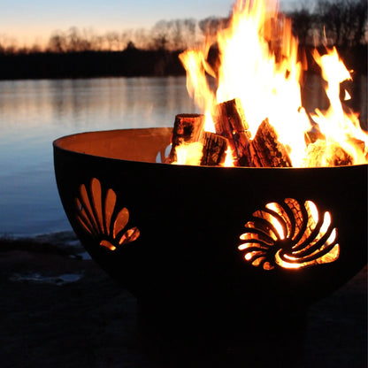 Fire Pit Art Beachcomber Steel Fire Pit – Conch Nautilus Scallop Shell Design Outdoor Fire Pit – Additional View