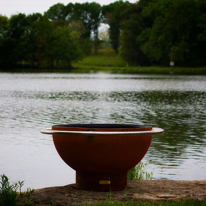 Fire Pit Art Bella Luna Steel Fire Pit – Moon Design Outdoor Fire Pit – Lifestyle View