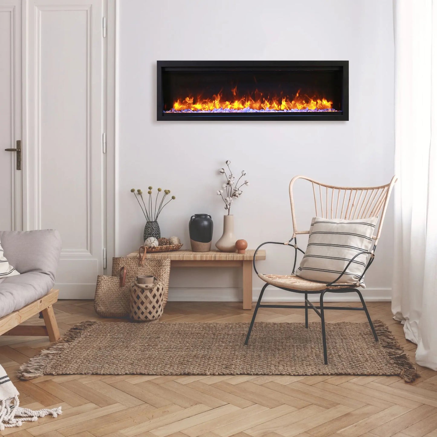 Amantii Symmetry Lumina Clean-Face Linear Electric Fireplace - Flame Detail View