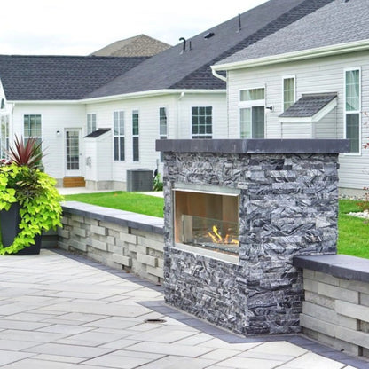 Fire Gear Kalea Bay Outdoor Linear Gas Fireplace – Flame Detail Close-Up