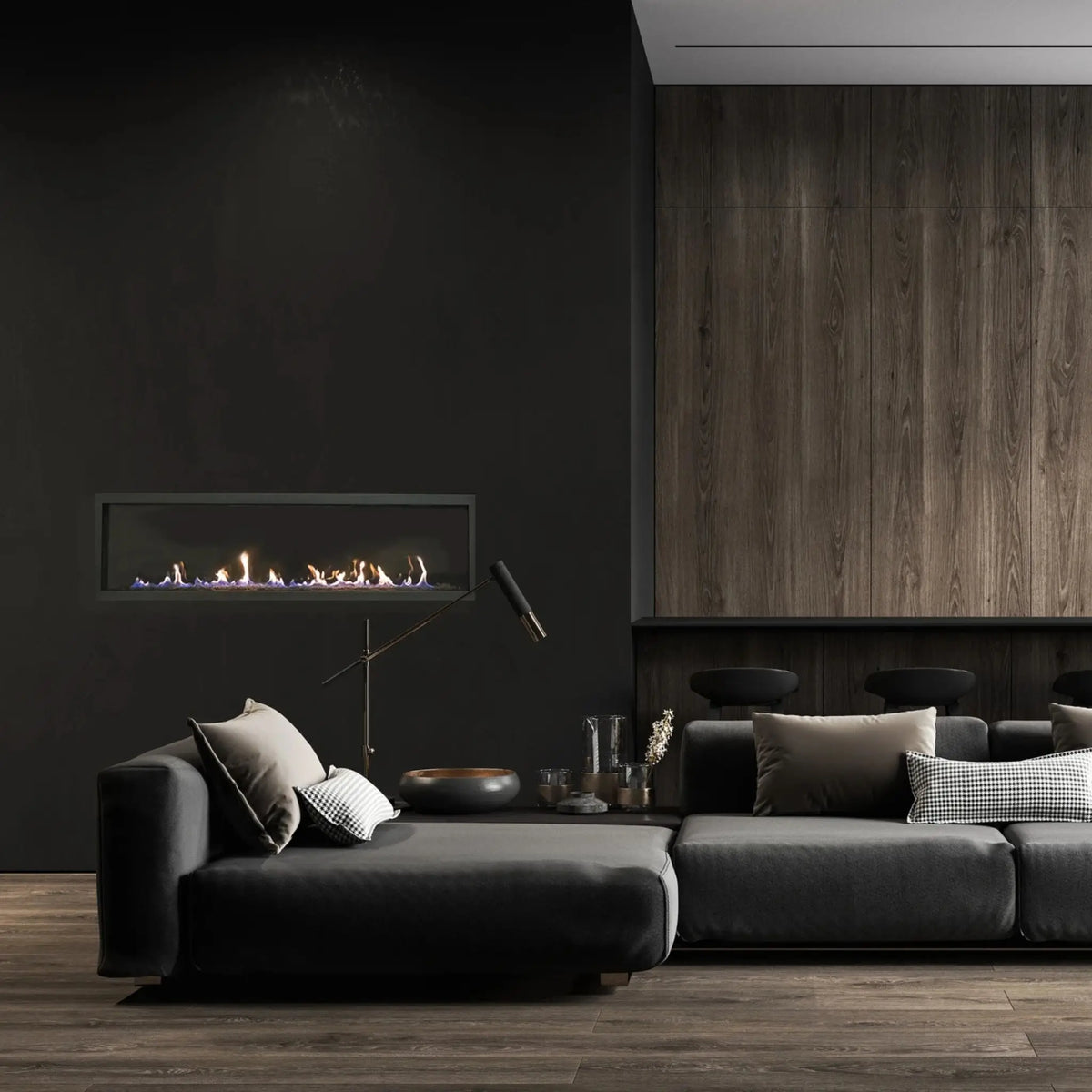 Sierra Flame Austin 65" Direct Vent Linear Gas Fireplace | Deluxe System | NG & LP