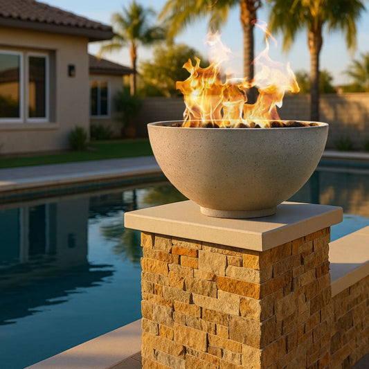 Fire Gear Pro Series Sanctuary GFRC Fire Bowl 39-Inch – Chocolate Finish Side Angle