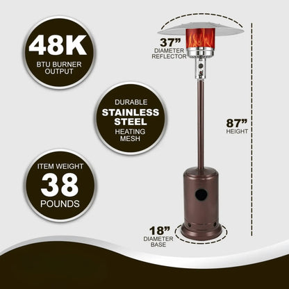 Fire Sense Commercial Series Propane Patio Heater - Close-Up View