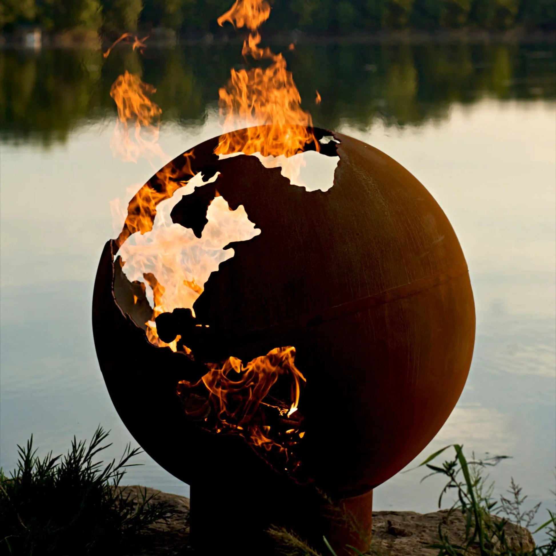 Fire Pit Art Third Rock Steel Fire Pit – Earth Globe Design Outdoor Fire Pit – Feature Detail