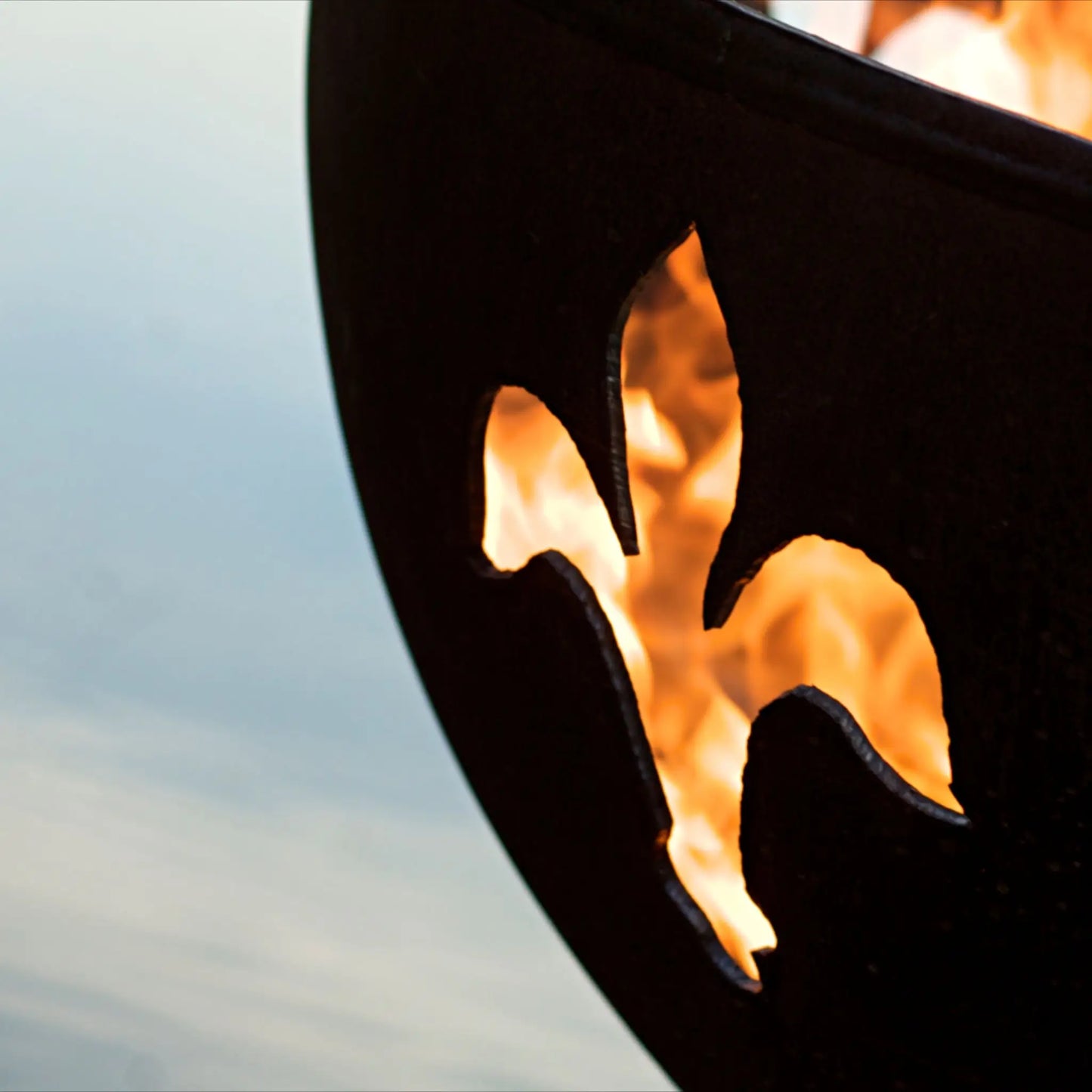Fire Pit Art Fleur De Lis Steel Fire Pit – French Monarchy Design Outdoor Wood Burning Fire Pit – Close-Up Detail