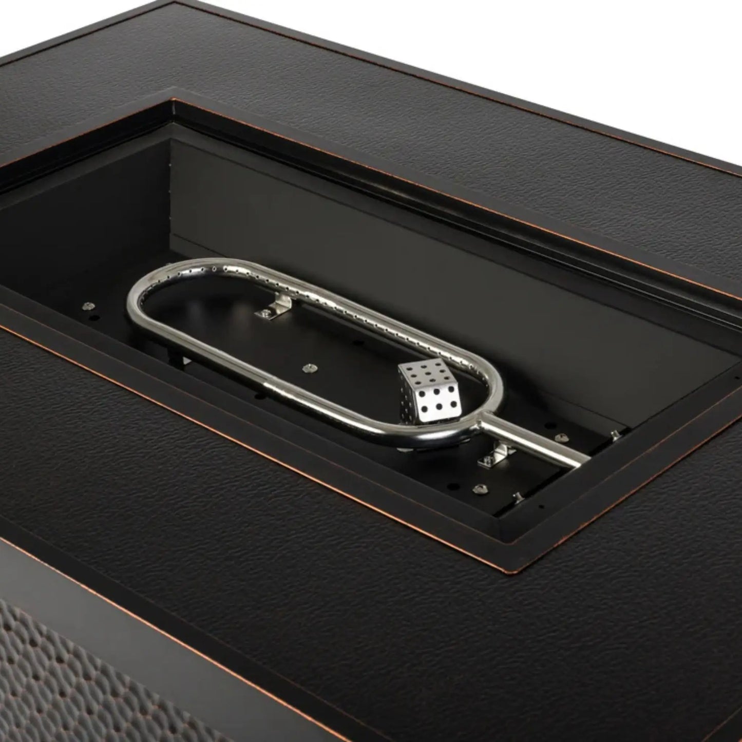 Fire Sense Weyland Rectangle Aluminum Propane Fire Pit - Close-Up View