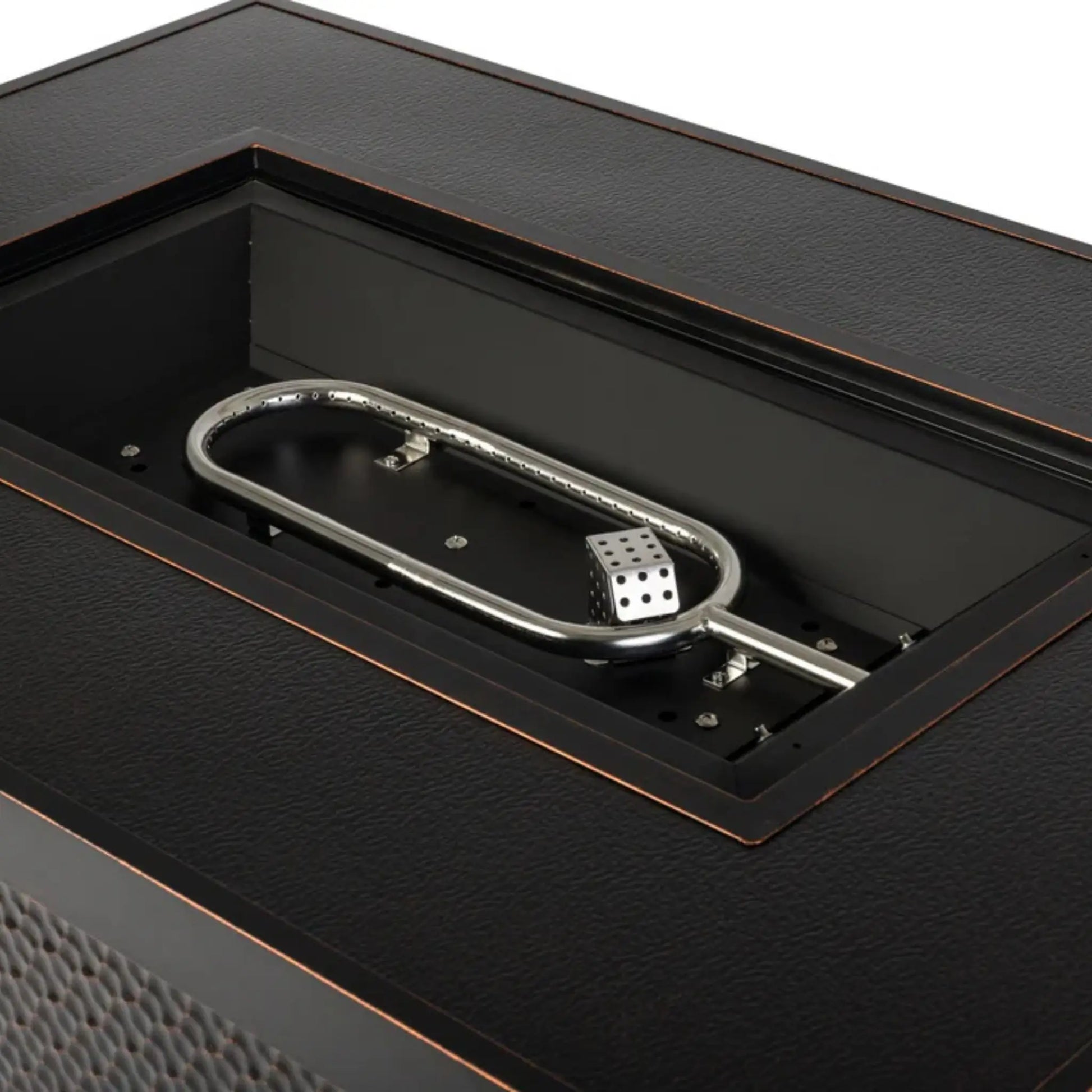 Fire Sense Weyland Rectangle Aluminum Propane Fire Pit - Close-Up View
