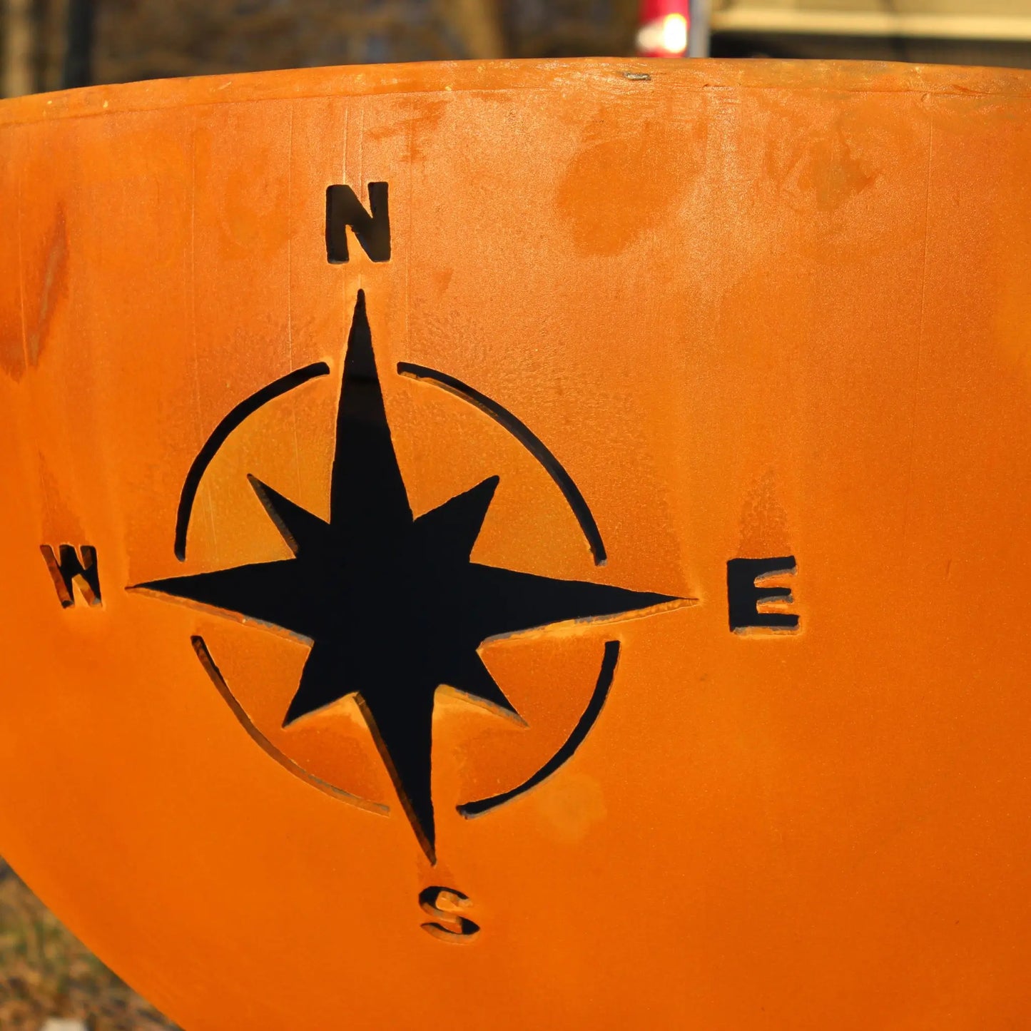 Fire Pit Art Navigator Steel Fire Pit – Nautical Compass Rose Outdoor Fire Pit – Alternate Angle