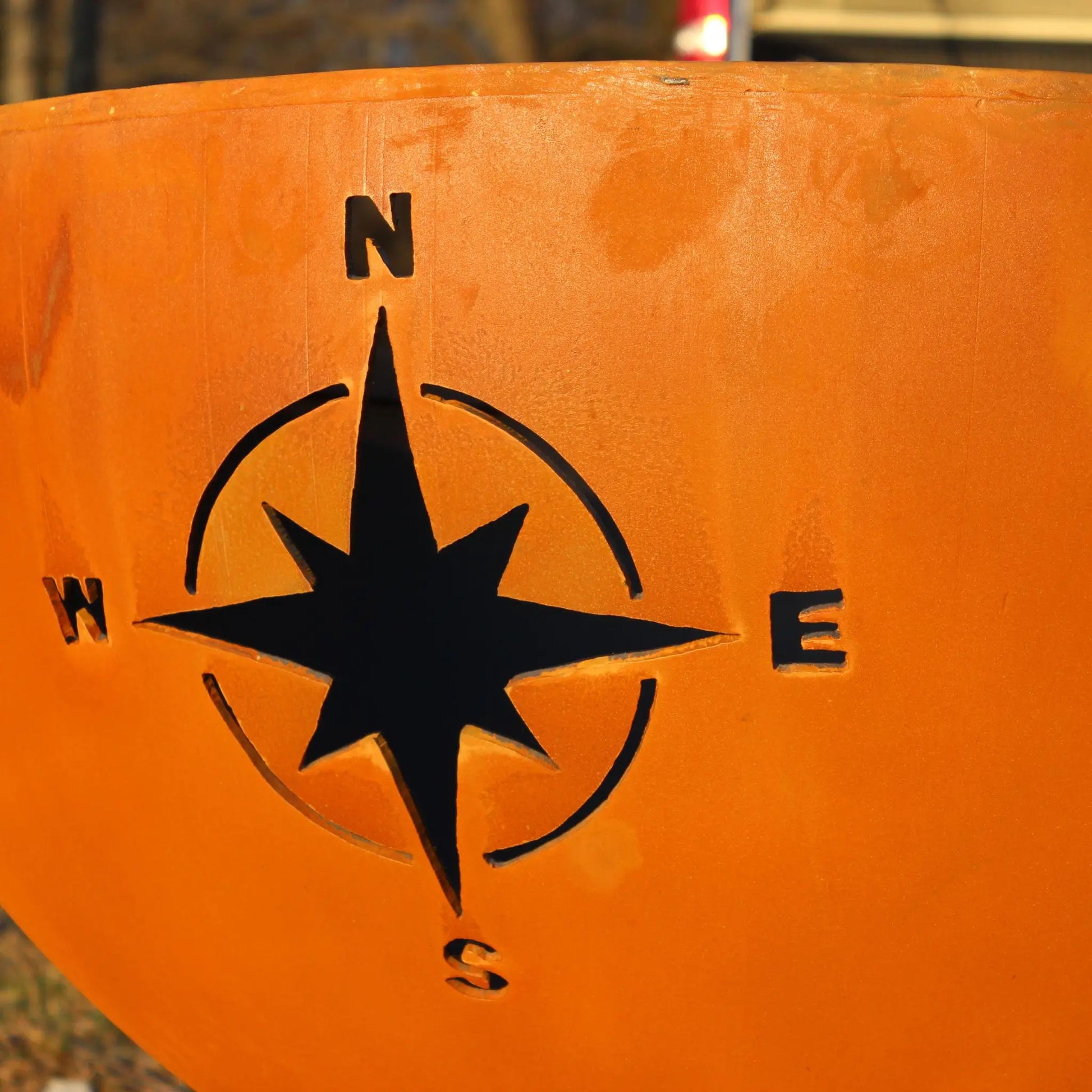 Fire Pit Art Navigator Steel Fire Pit – Nautical Compass Rose Outdoor Fire Pit – Alternate Angle