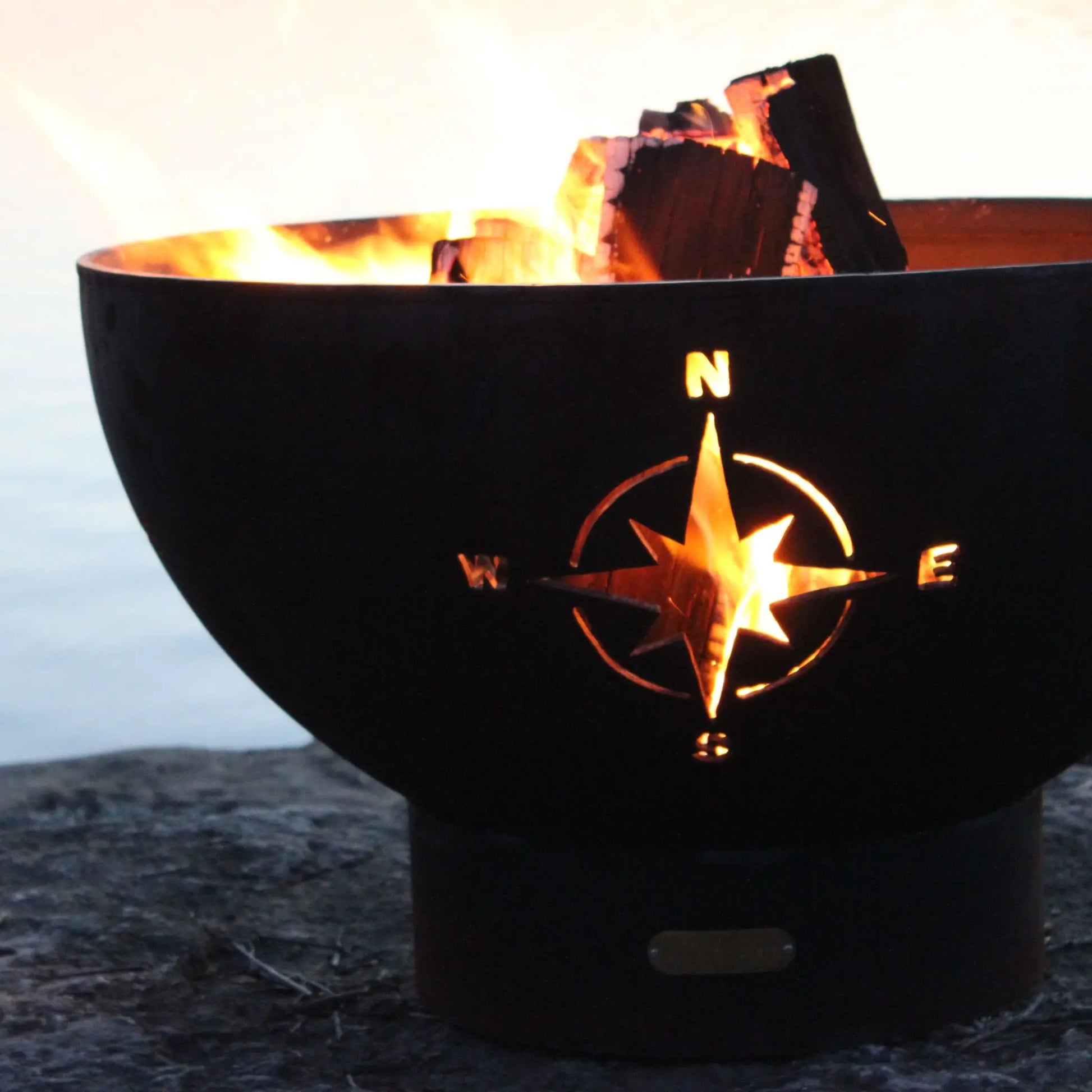 Fire Pit Art Navigator Steel Fire Pit – Nautical Compass Rose Outdoor Fire Pit – Close-Up Detail