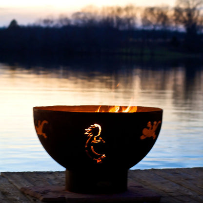 Fire Pit Art Kokopelli Lizard Steel Fire Pit – Southwest Gecko Sun Design Outdoor Fire Pit – Detail View