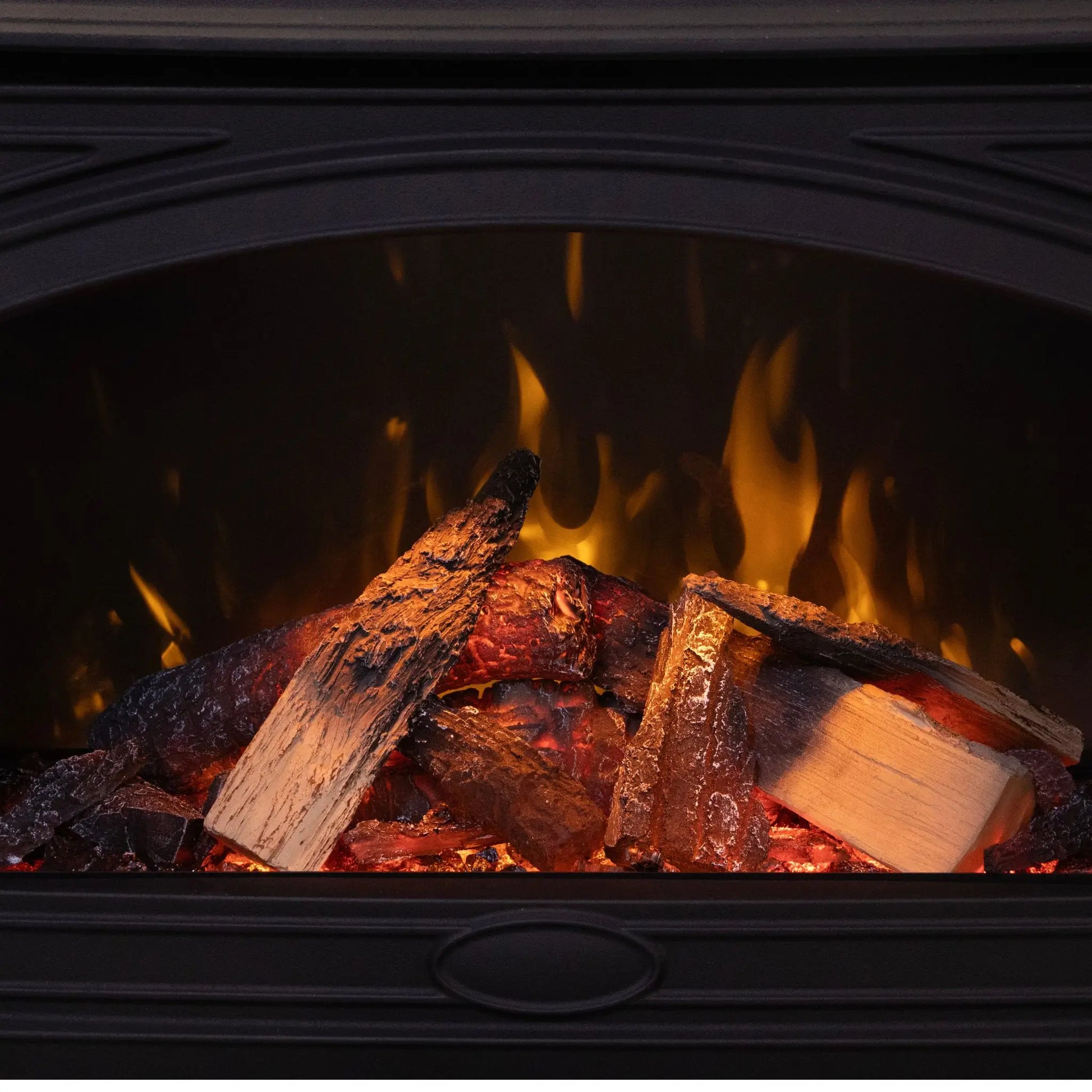 Amantii Lynwood Cast Iron Electric Fireplace - Close-Up View