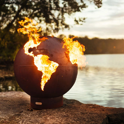 Fire Pit Art Third Rock Steel Fire Pit – Earth Globe Design Outdoor Fire Pit – Main Product Photo