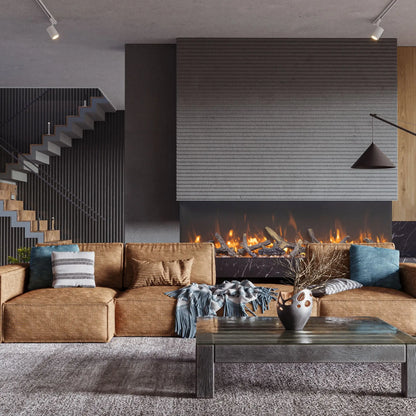 Amantii Tru View Bespoke 3-Sided Electric Fireplace - Panoramic Flame Detail
