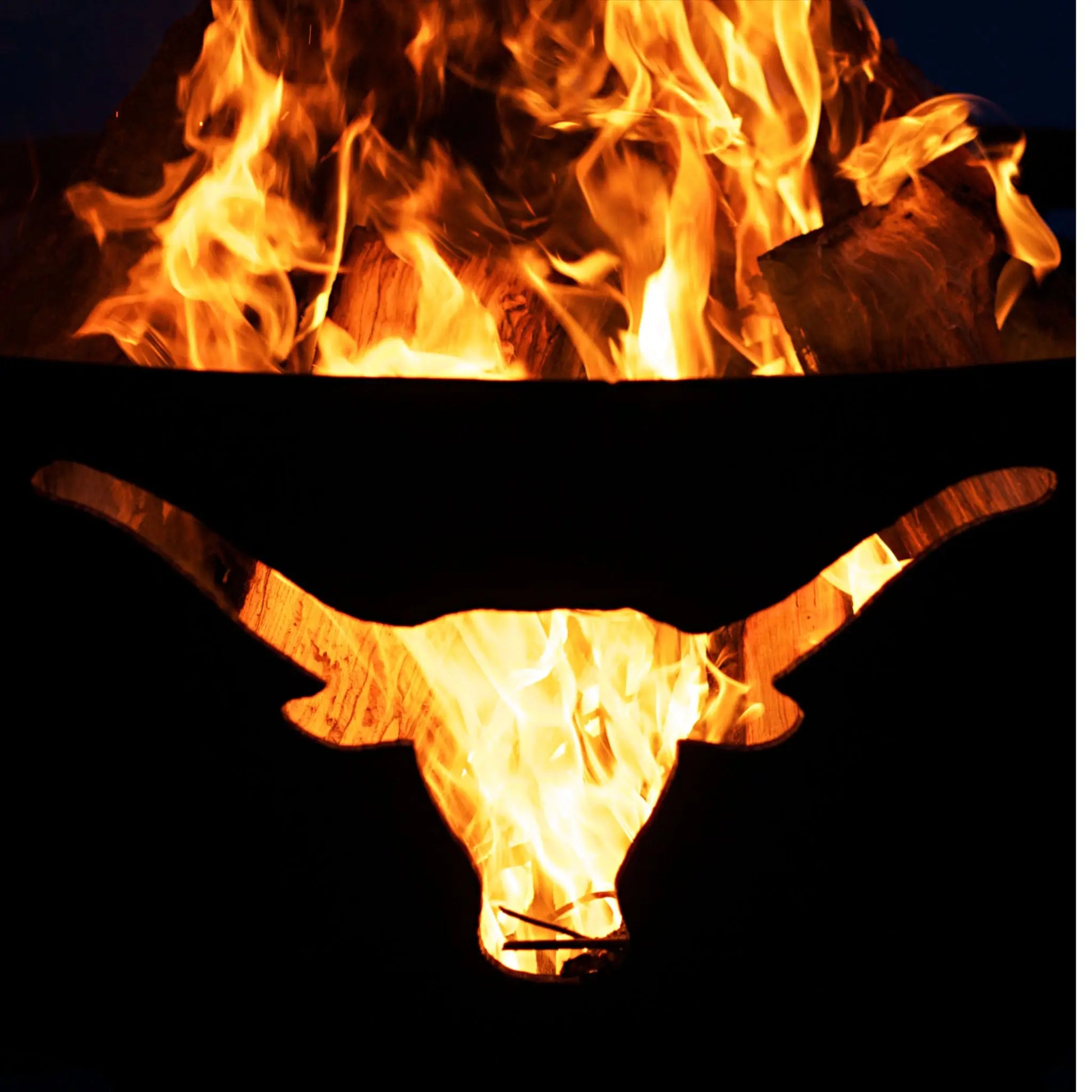 Fire Pit Art Long Horn Steel Fire Pit – Western Longhorn Skull Outdoor Fire Pit – Close-Up Detail
