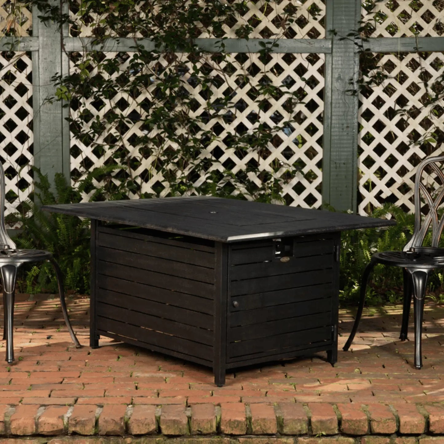 Fire Sense Longmont Rectangular Propane Fire Pit - Angle View