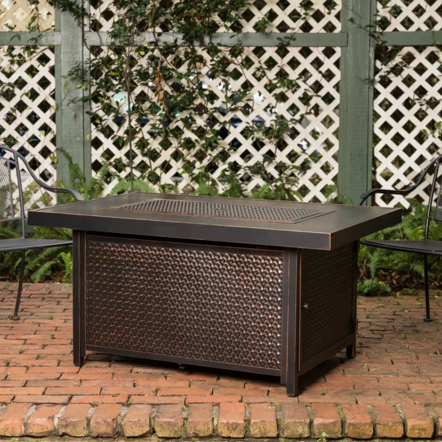 Fire Sense Weyland Rectangle Aluminum Propane Fire Pit - Angle View