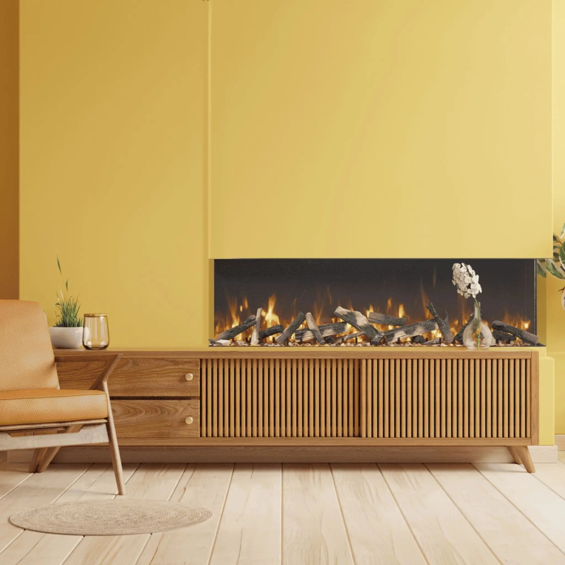 Amantii Tru View Bespoke 3-Sided Electric Fireplace - Front View Clean Face