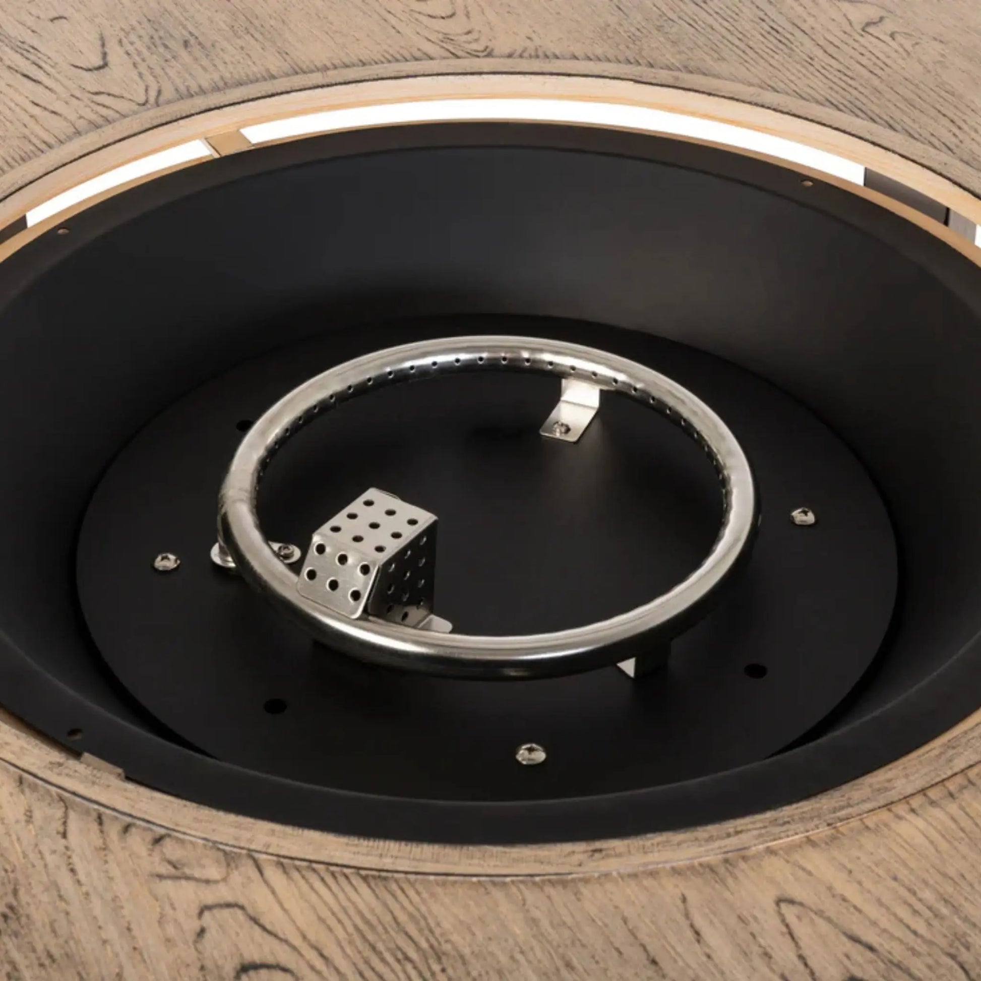 Fire Sense Thatcher Driftwood Round Aluminum Propane Fire Pit - Feature Detail