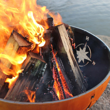 Fire Pit Art Navigator Steel Fire Pit – Nautical Compass Rose Outdoor Fire Pit – Feature Detail
