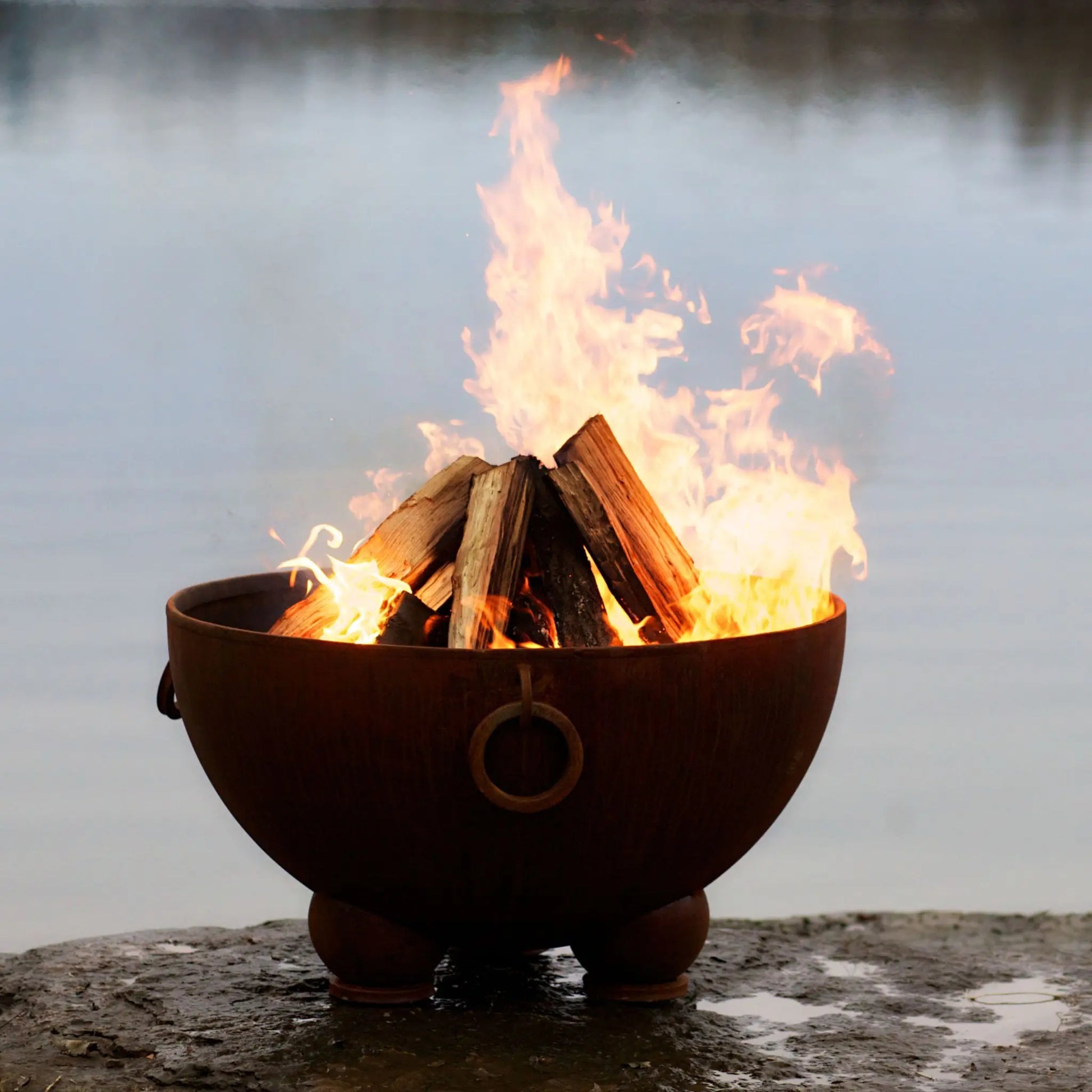 Fire Pit Art Nepal Steel Fire Pit – Caldron Design Outdoor Fire Pit – Lifestyle Outdoor Setting