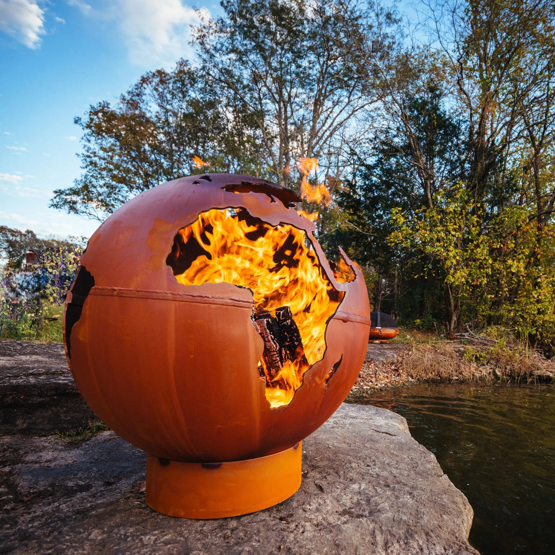 Fire Pit Art Third Rock Steel Fire Pit – Earth Globe Design Outdoor Fire Pit – Detail View