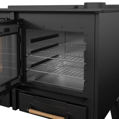 Drolet Chic-Choc Wood Burning Cookstove | Large Oven | 90,000 BTU | Heats 2,300 Sq Ft