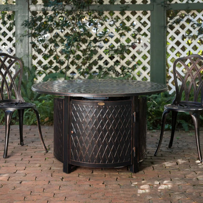 Fire Sense Verona Aluminum Round Propane Fire Pit - Angle View