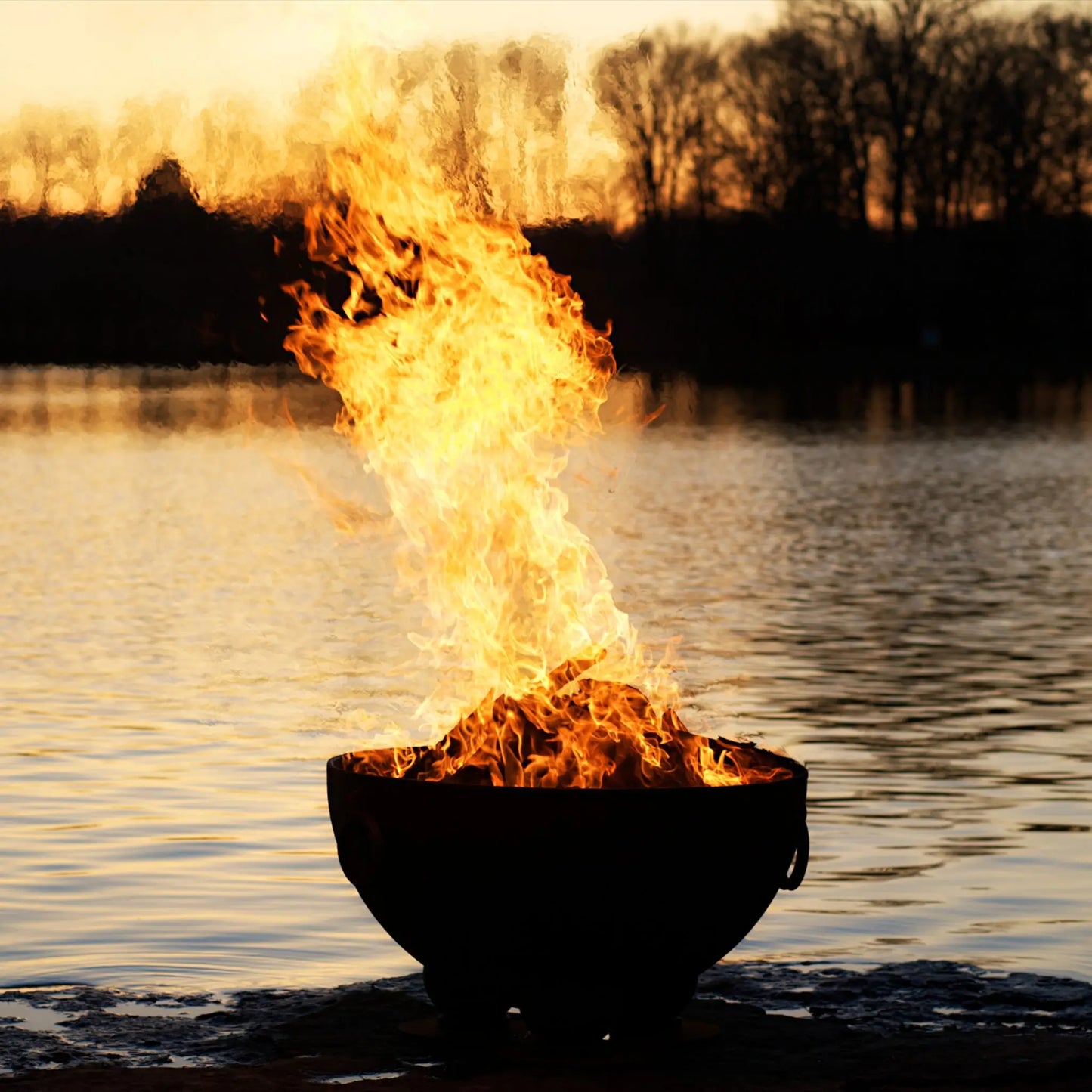 Fire Pit Art Nepal Steel Fire Pit – Caldron Design Outdoor Fire Pit – Additional View