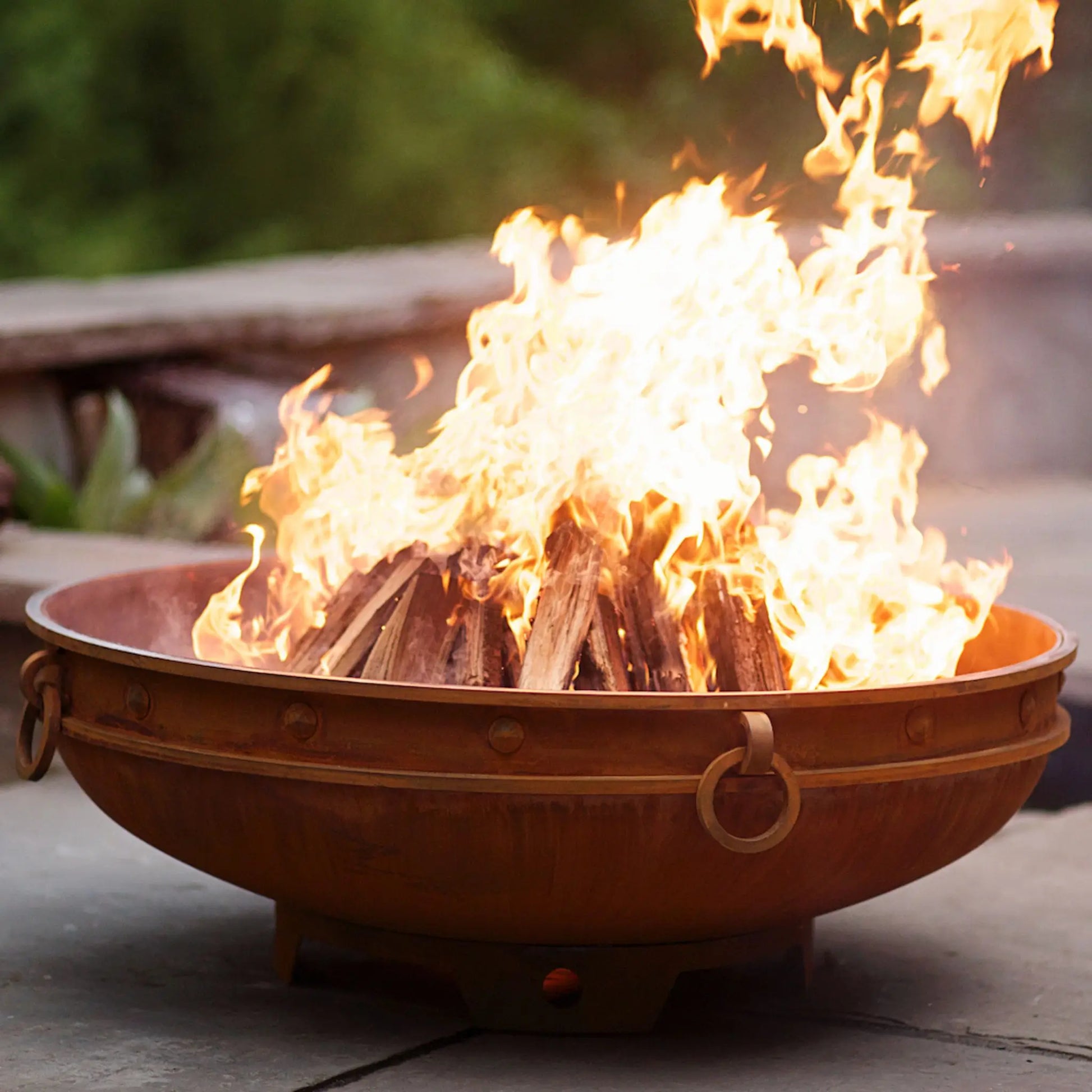 Fire Pit Art Emperor Steel Fire Pit – Medieval Riveted Design Outdoor Wood Burning Fire Pit – Main Product Photo