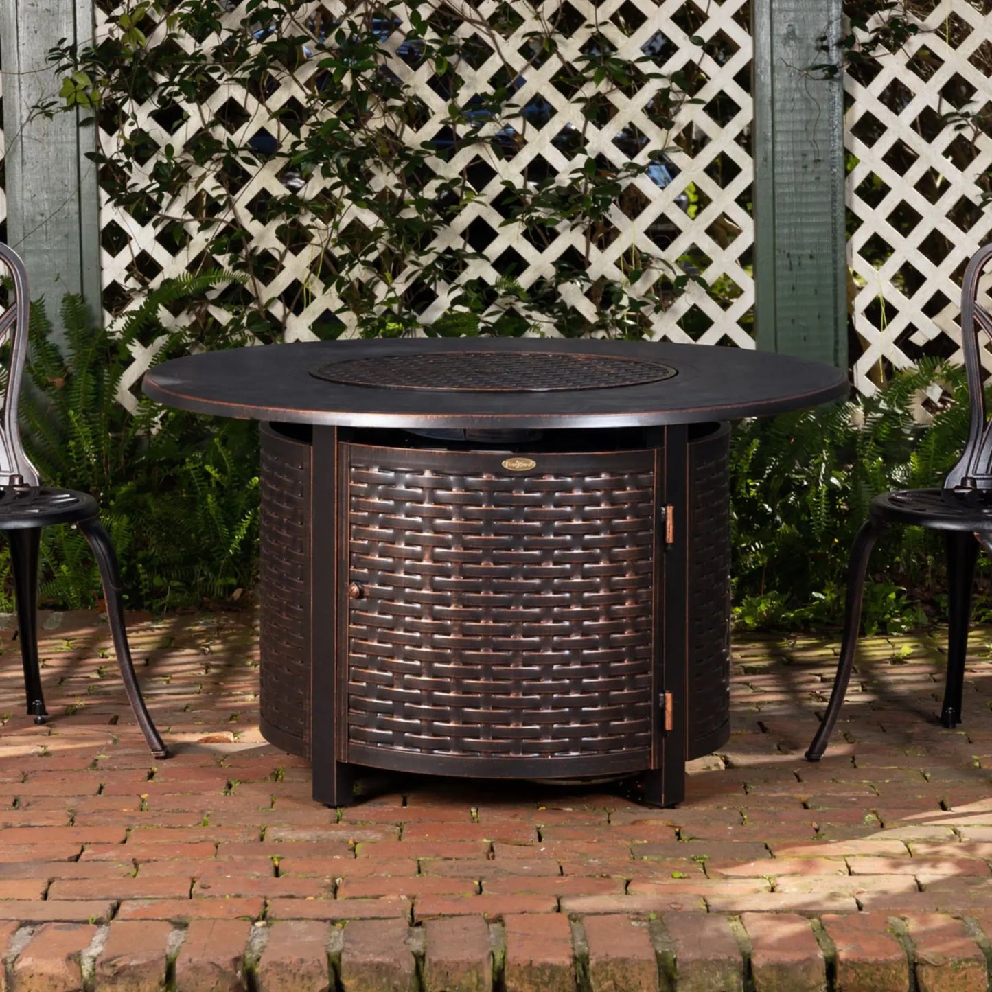 Fire Sense Florence Woven Aluminum Propane Fire Pit - Angle View