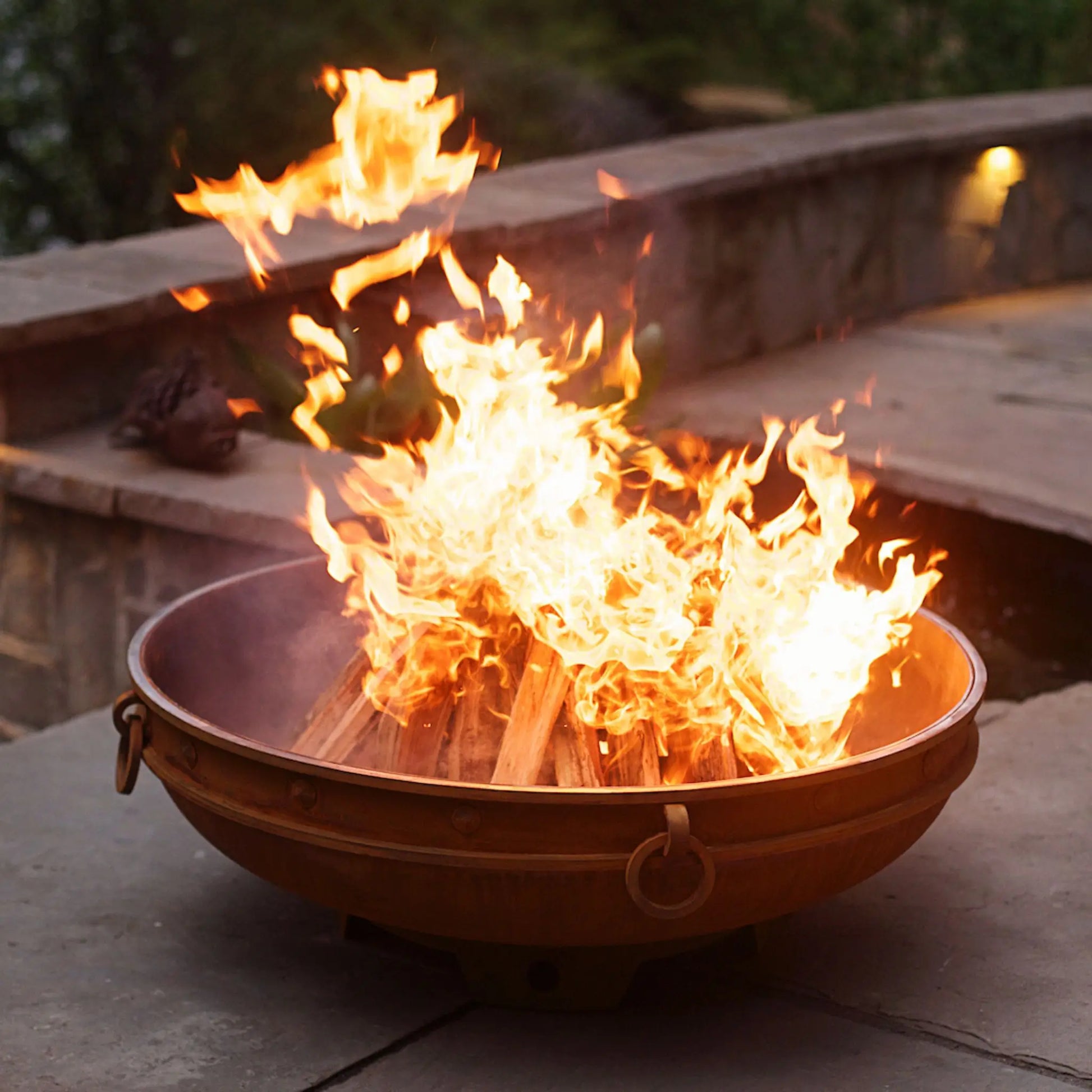 Fire Pit Art Emperor Steel Fire Pit – Medieval Riveted Design Outdoor Wood Burning Fire Pit – Additional View