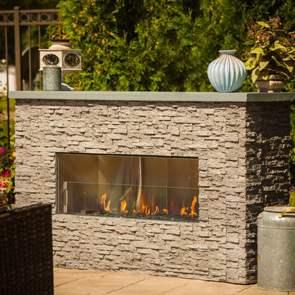 Fire Gear Kalea Bay Outdoor Linear Gas Fireplace – Burner and Glass Media Detail