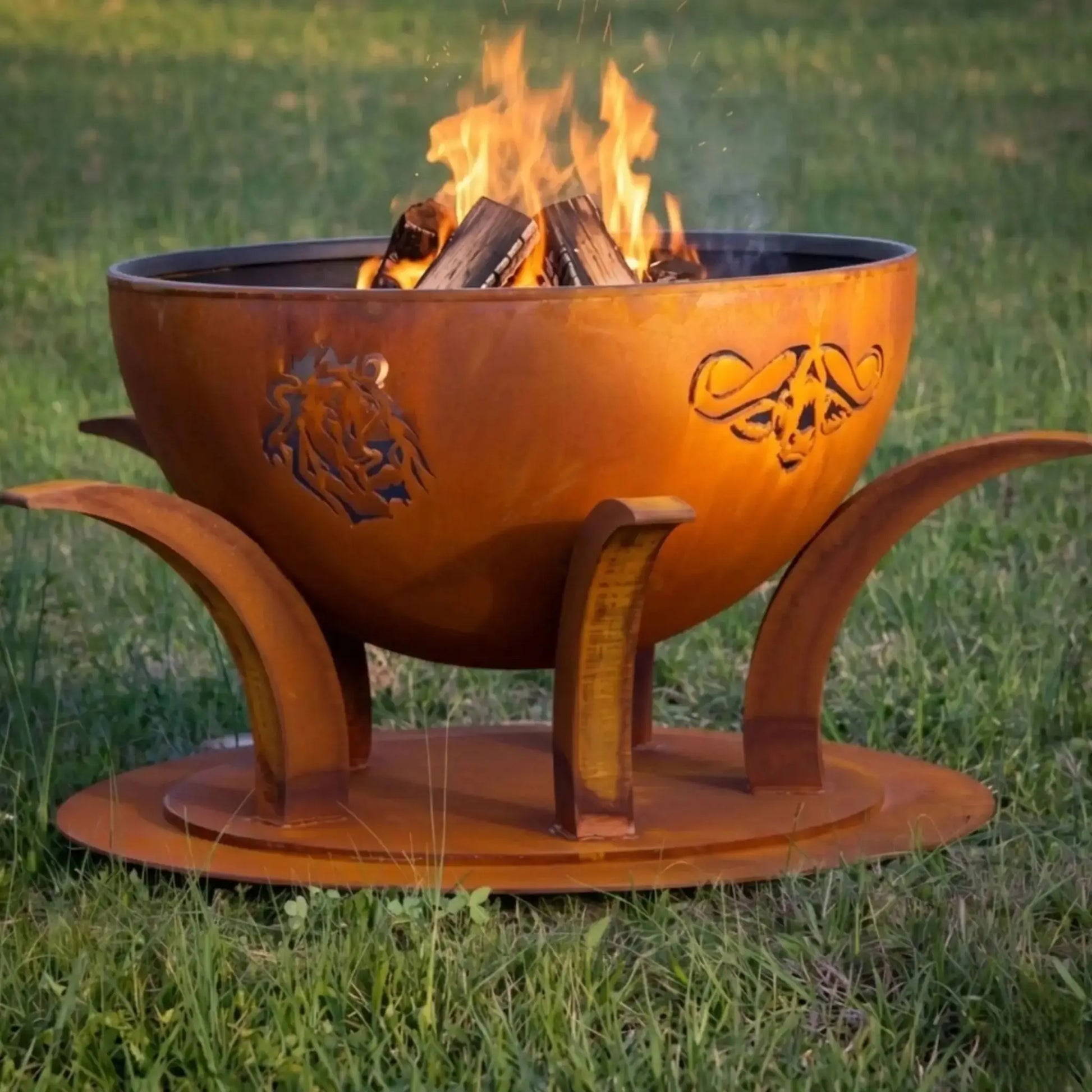 Fire Pit Art Africa's Big Five Steel Fire Pit – Wildlife Cut-Out Outdoor Fire Pit – Main Product Photo
