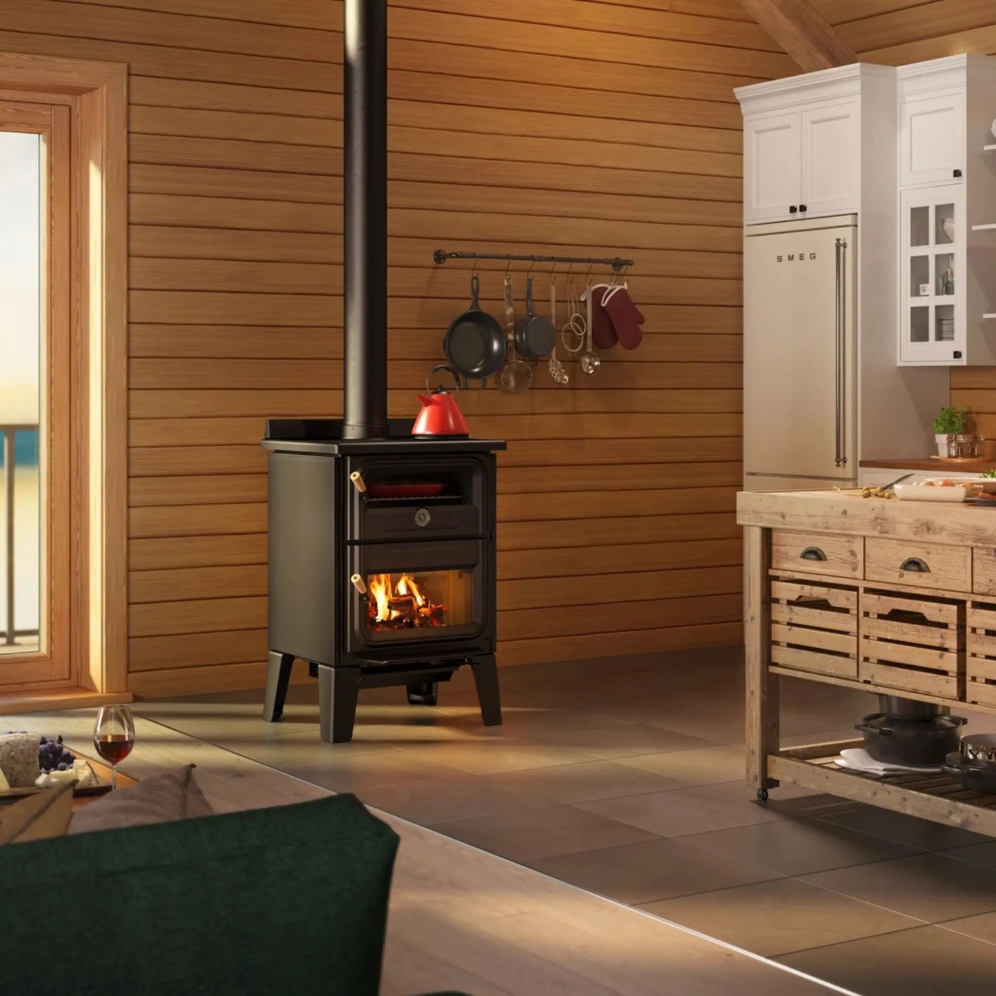 Drolet Bistro Wood Cook Stove Black Angle View