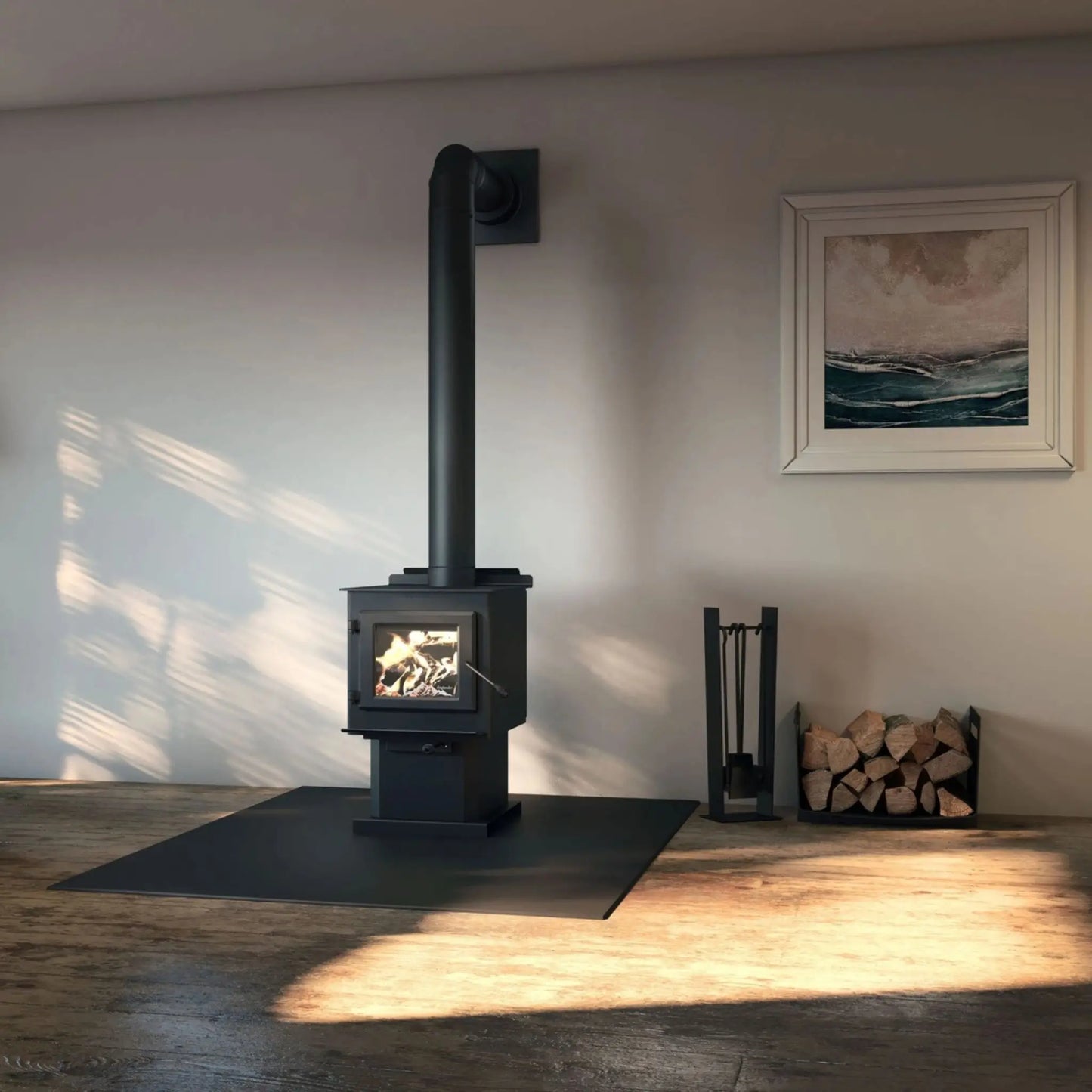 Englander Blue Ridge 100 Wood Stove Black Finish Angle View