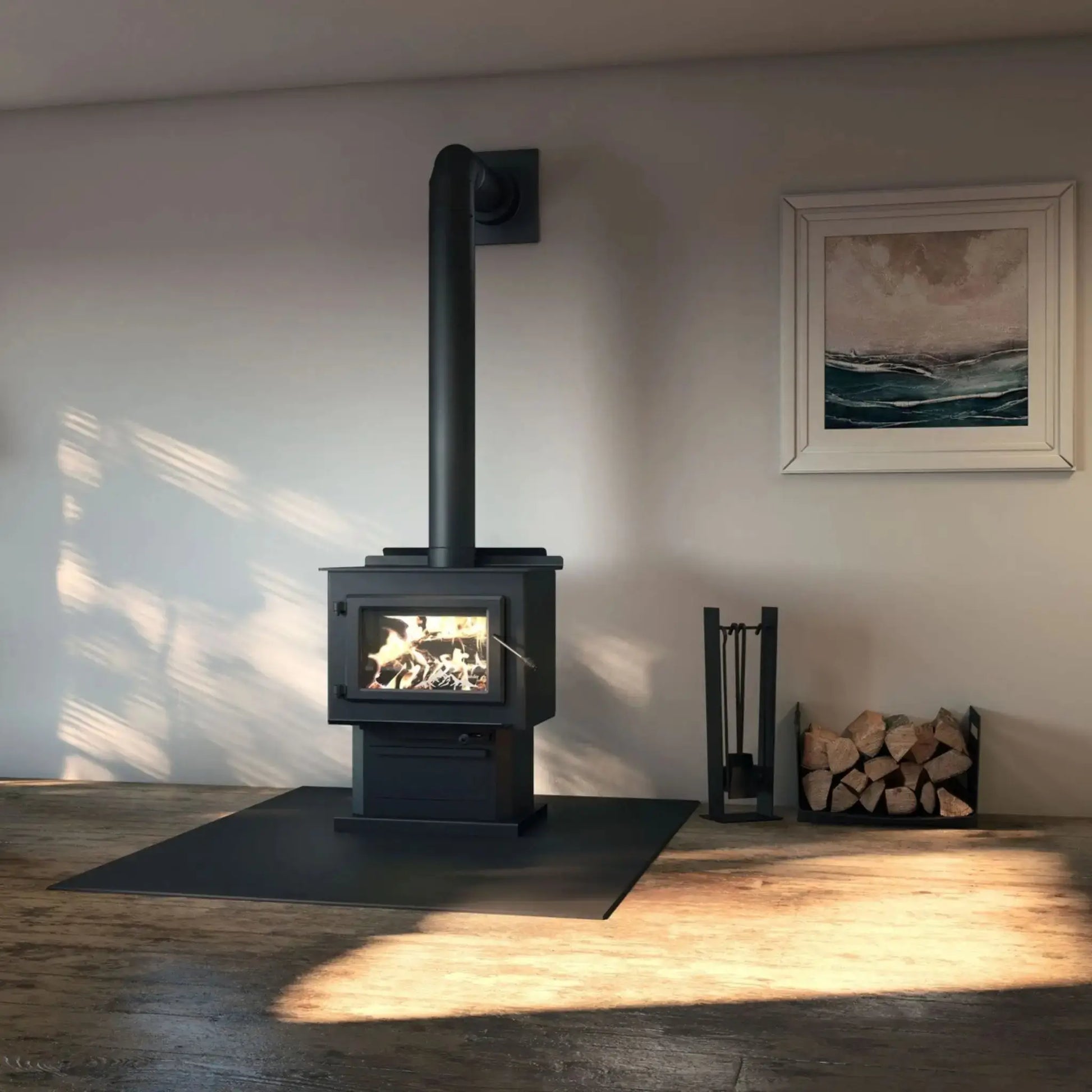 Englander Blue Ridge 300P Wood Stove Black Finish Angle View
