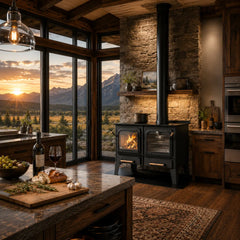 Drolet Chic-Choc Wood Burning Cookstove | Large Oven | 90,000 BTU | Heats 2,300 Sq Ft