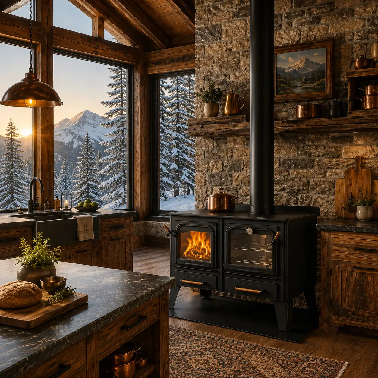 Drolet Chic-Choc Wood Burning Cookstove | Large Oven | 90,000 BTU | Heats 2,300 Sq Ft