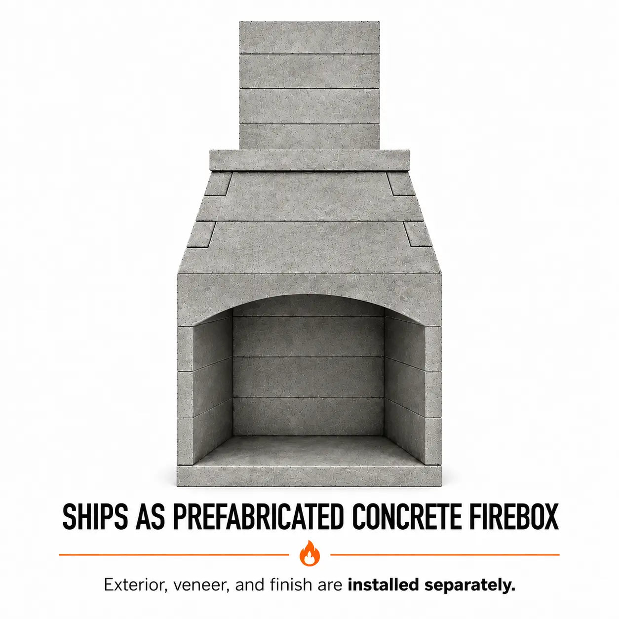FireRock Pre-Fabricated Arched Outdoor Wood Burning Fireplace | Tuscan-Style Masonry | 30", 36" & 42"